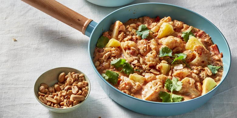Vegetarische kipcurry met bloemkool en ananas