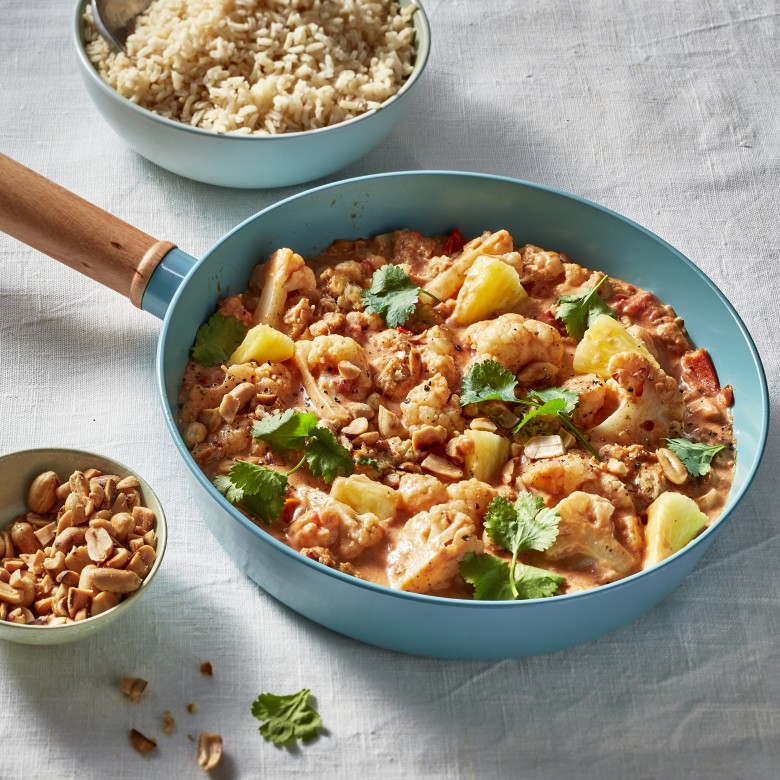 Vegetarische kipcurry met bloemkool en ananas