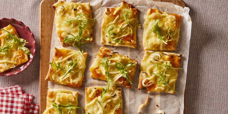 Mini-flammkuchen met brie