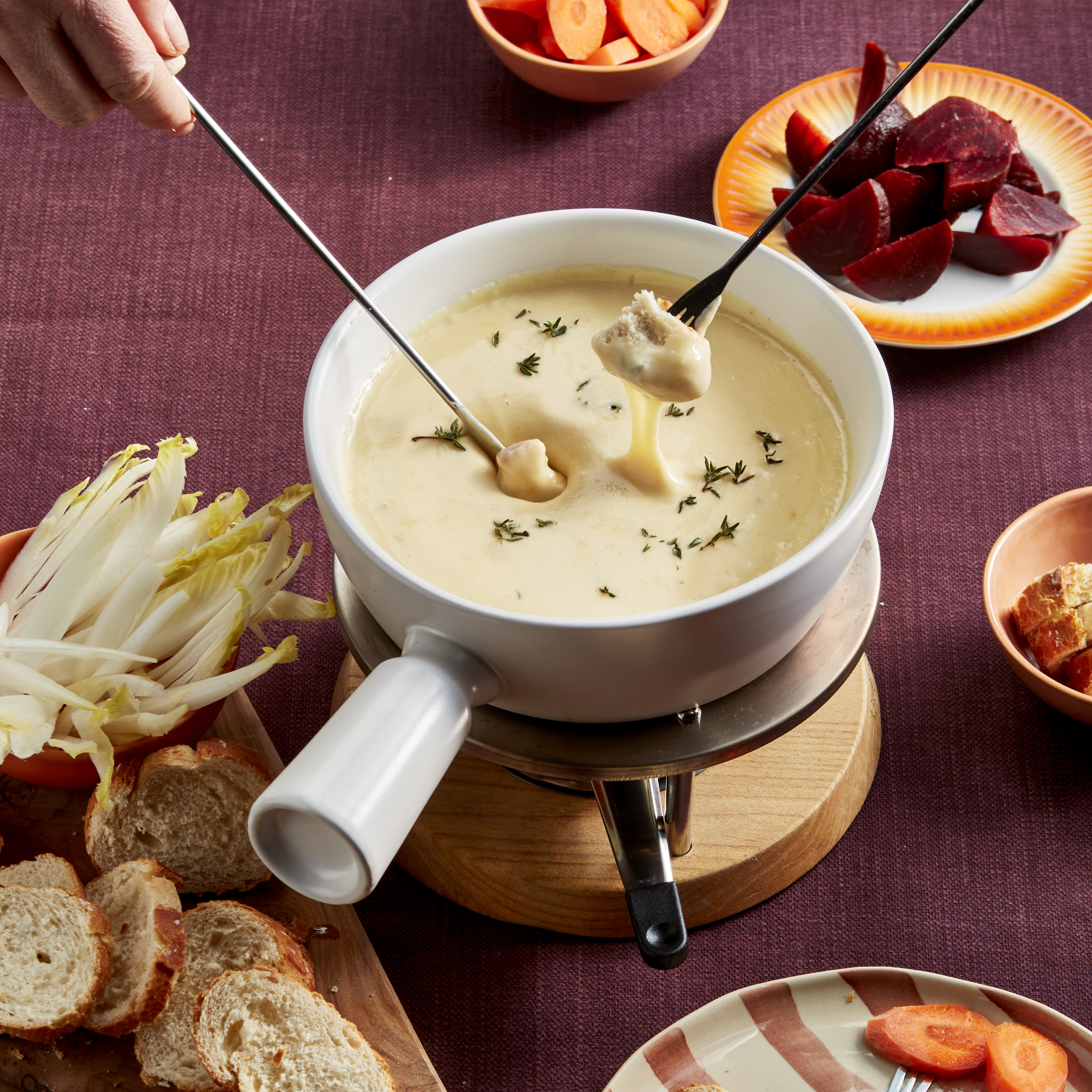 Kaasfondue met winterbok en tijm