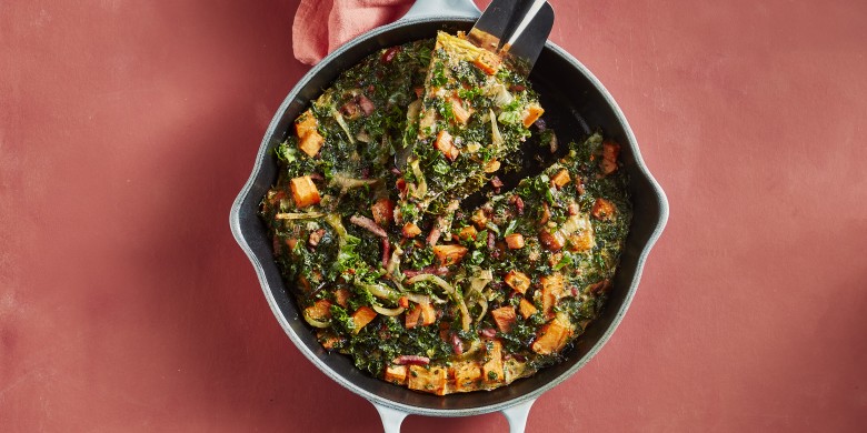 Boerenkoolfrittata met spek