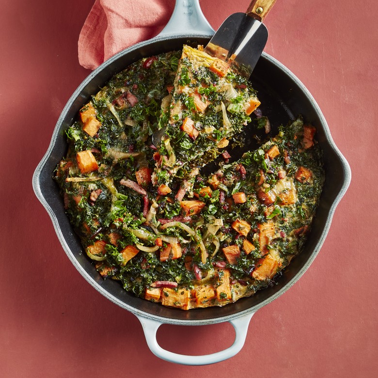 Boerenkoolfrittata met spek