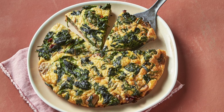 Spinazie-frittata met champignons