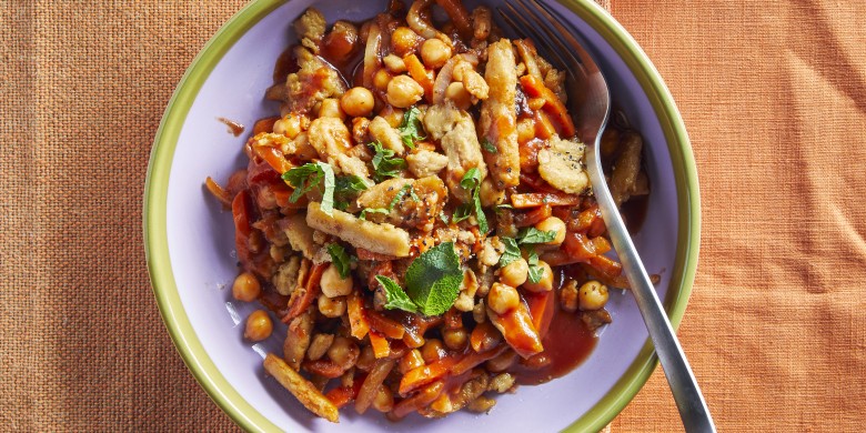 Vegetarische kipstoof met kikkererwten