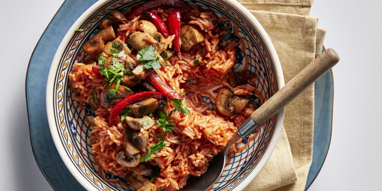 Champignon-gyros met tomatenrijst