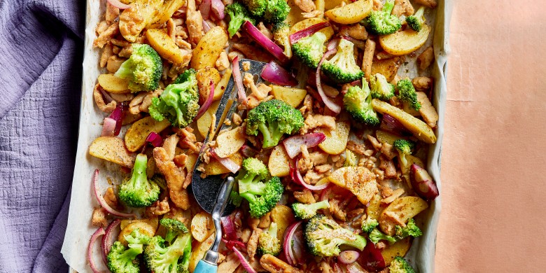 Gyros-traybake met vegetarische kip