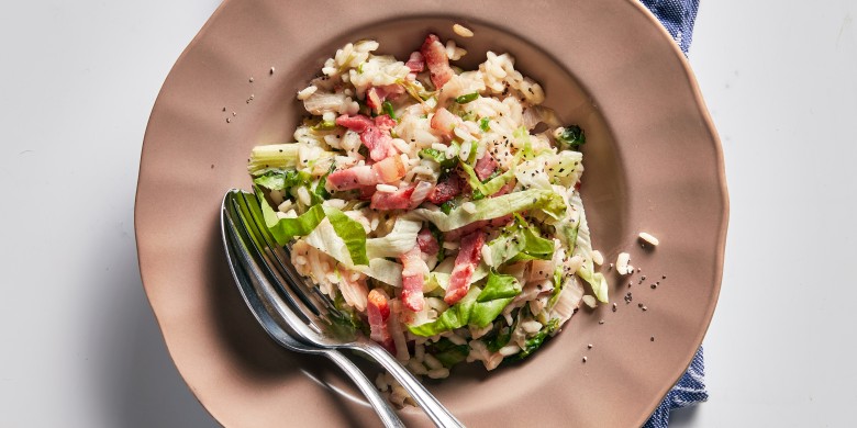 Risotto met andijvie en spek