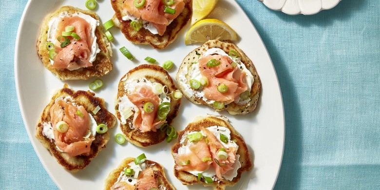 Bosui-pannenkoekjes met roomkaas en zalm
