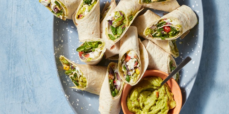 Groenteburrito’s met guacamole en geitenkaas