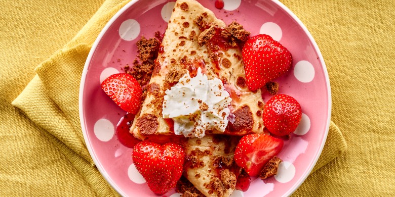 Aardbeien-cheesecake pannenkoeken