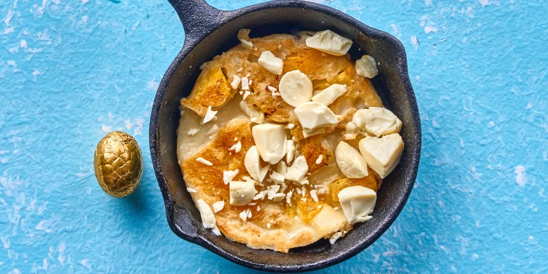 Mangopannenkoekje met paasei