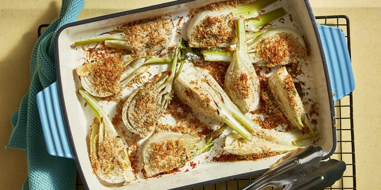 Gegratineerde venkelwedges met parmezaan
