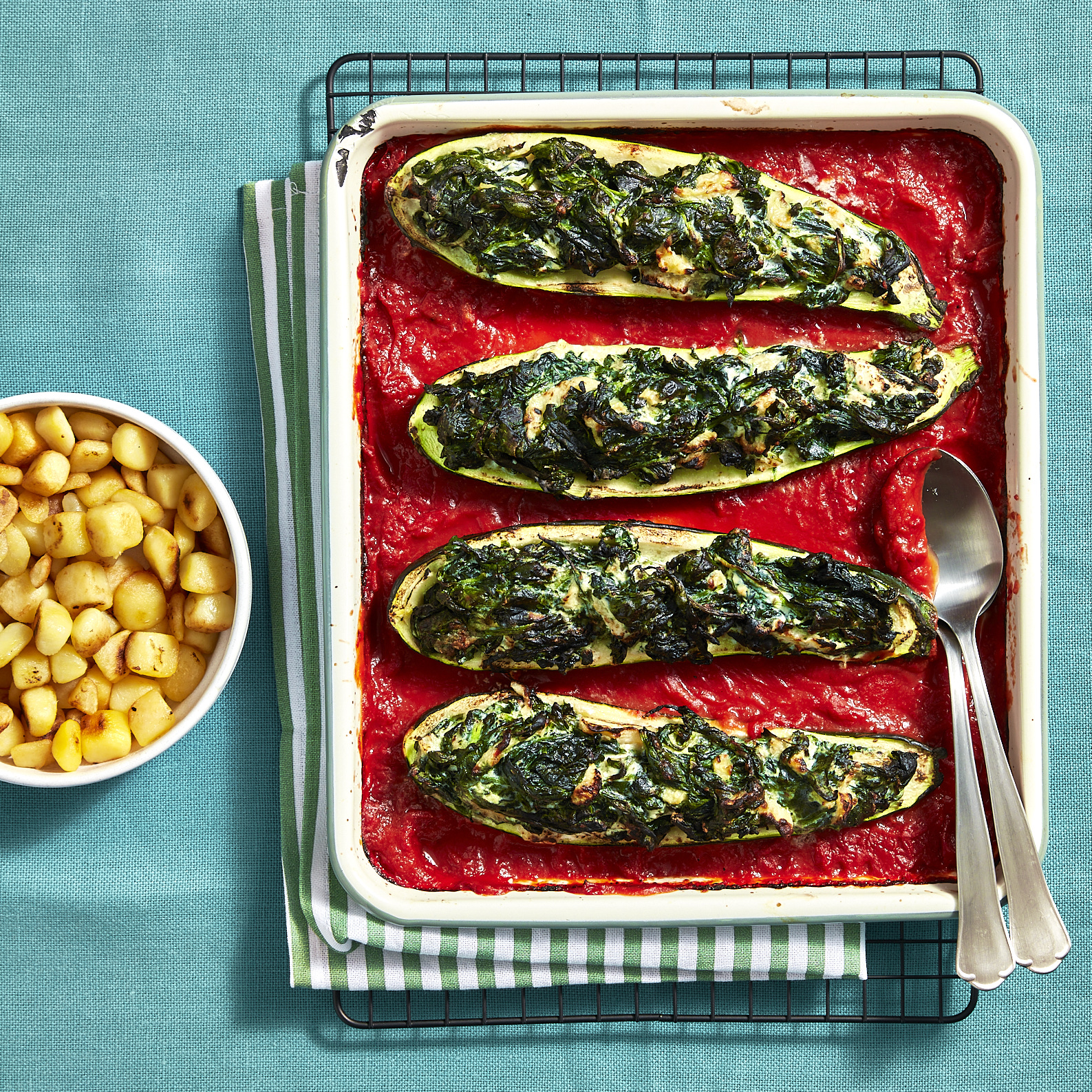 Gevulde courgette met spinazie en ricotta