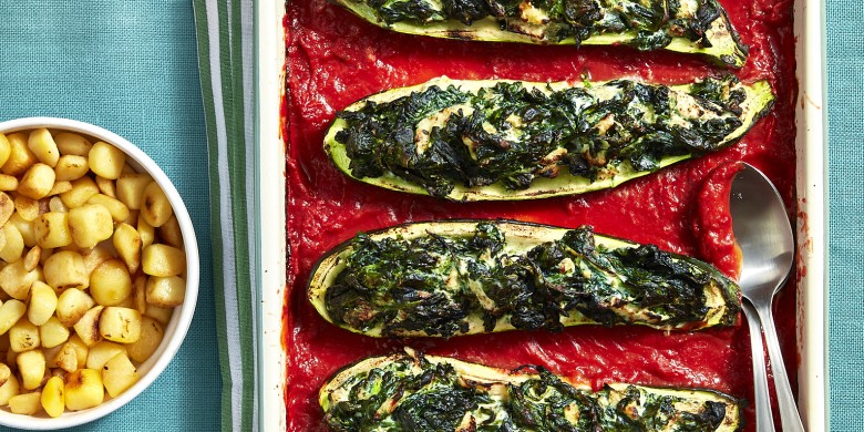 Gevulde courgette met spinazie en ricotta