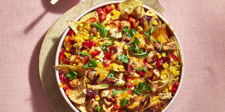 Nacho’s met kip, paprika en BBQ-saus