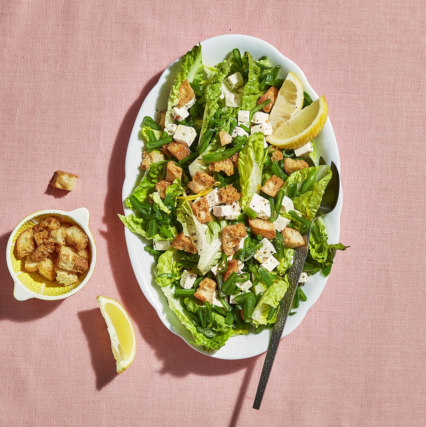 Salade van little gem met snijbonen
