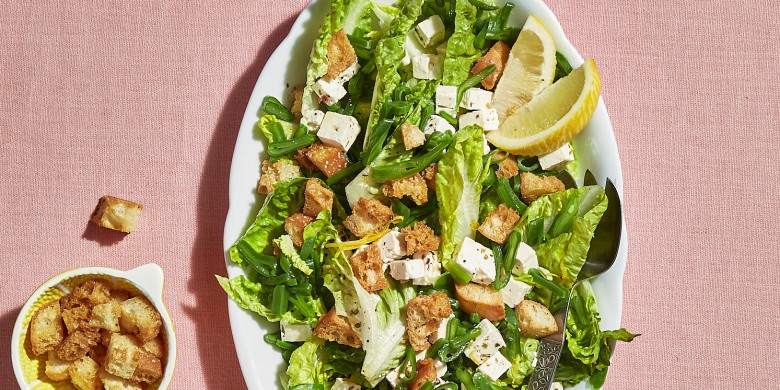 Salade van little gem met snijbonen