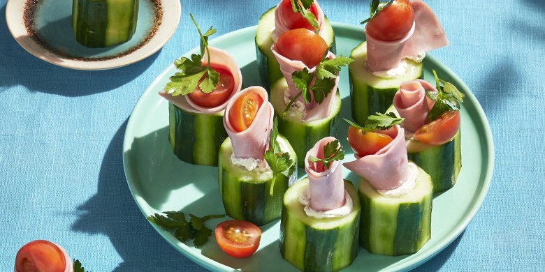 Komkommertaartjes met ham