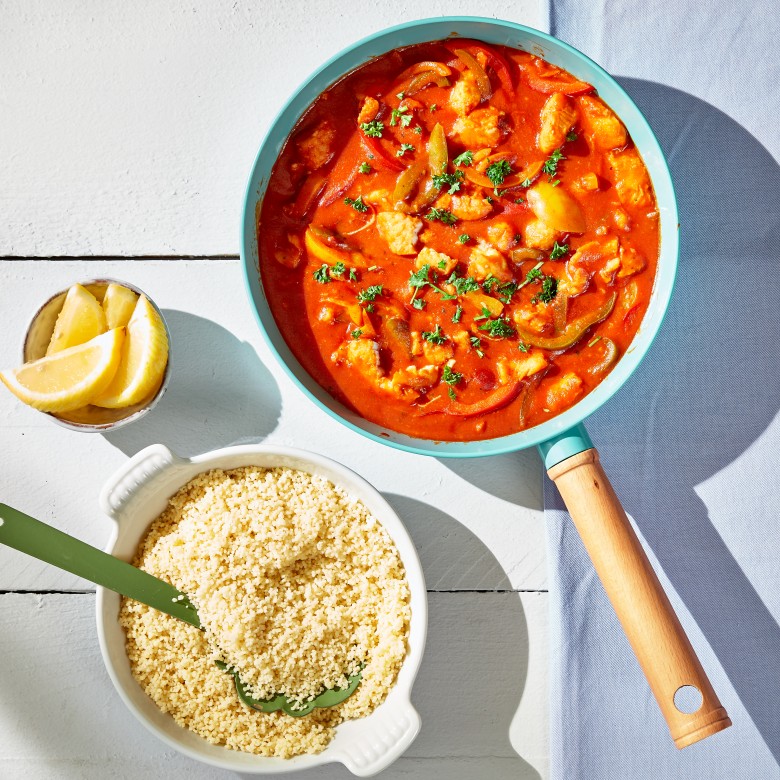 Kokos-visstoof met paprika en couscous