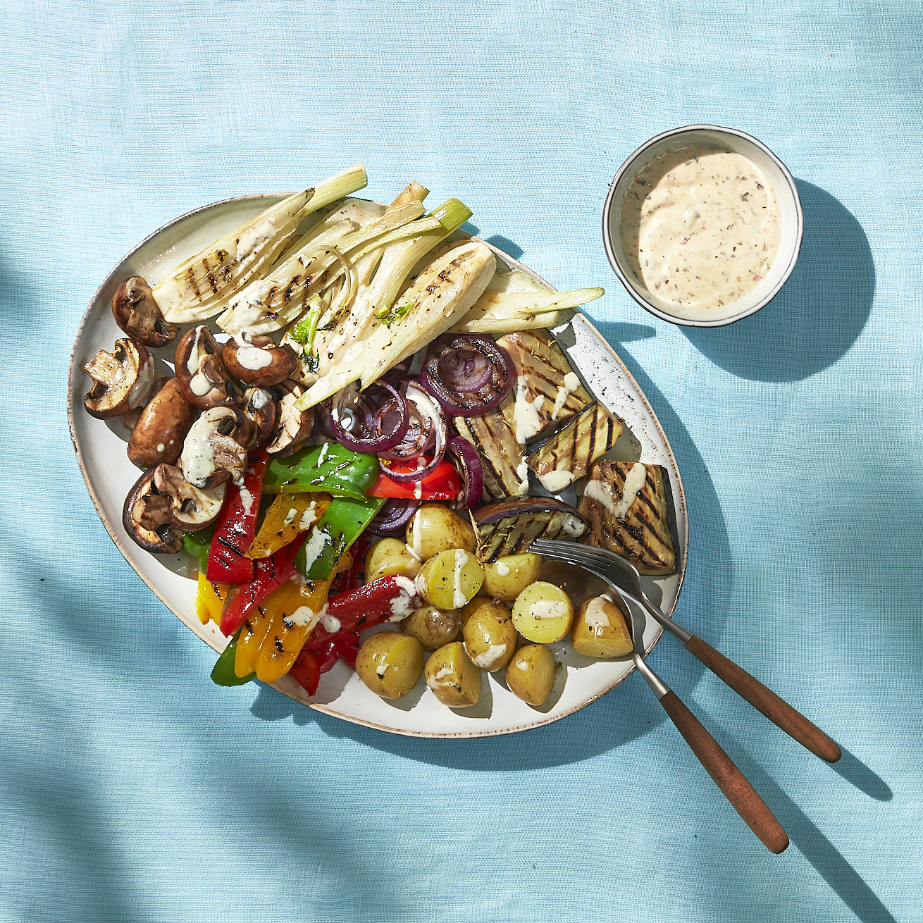 Saladeplank met gegrilde groenten