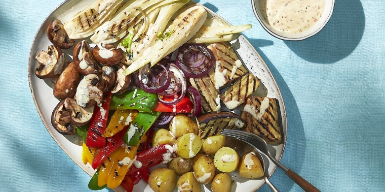 Saladeplank met gegrilde groenten