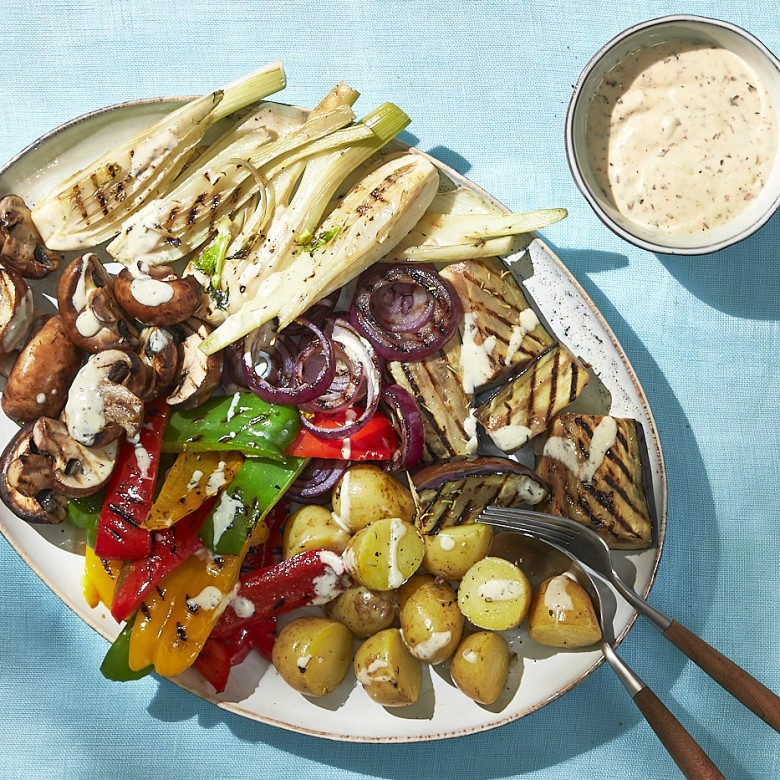 Saladeplank met gegrilde groenten