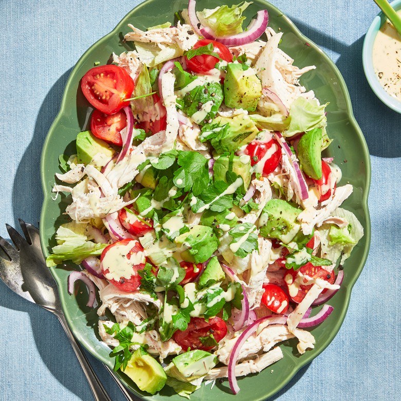 Pulled chicken salade met avocado