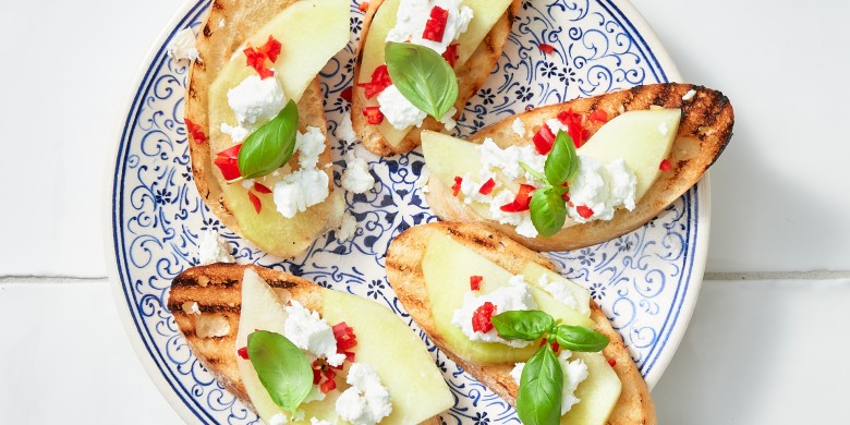 Bruschetta met geitenkaas en meloen 