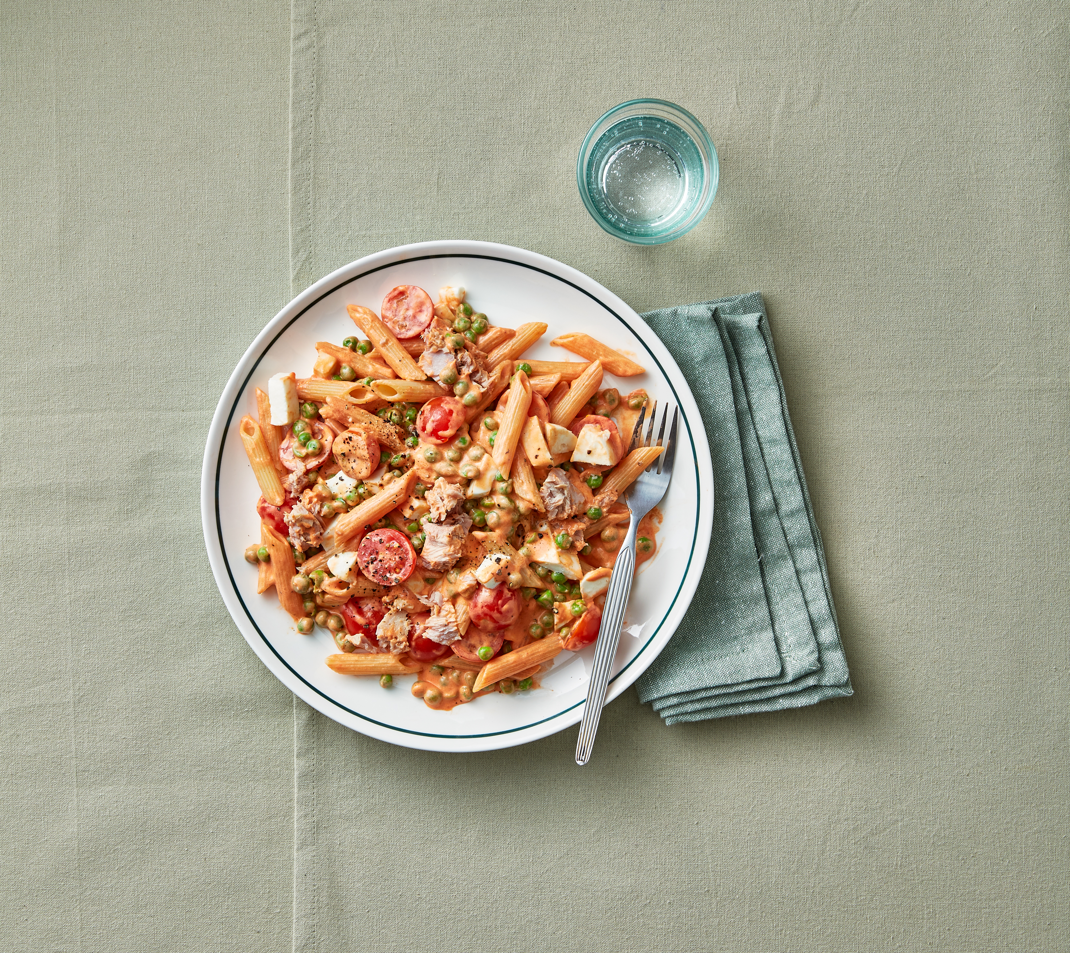 Eiwitrijke pasta met tonijn en mozzarella