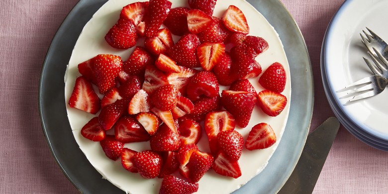 Aardbeien-kwarktaart