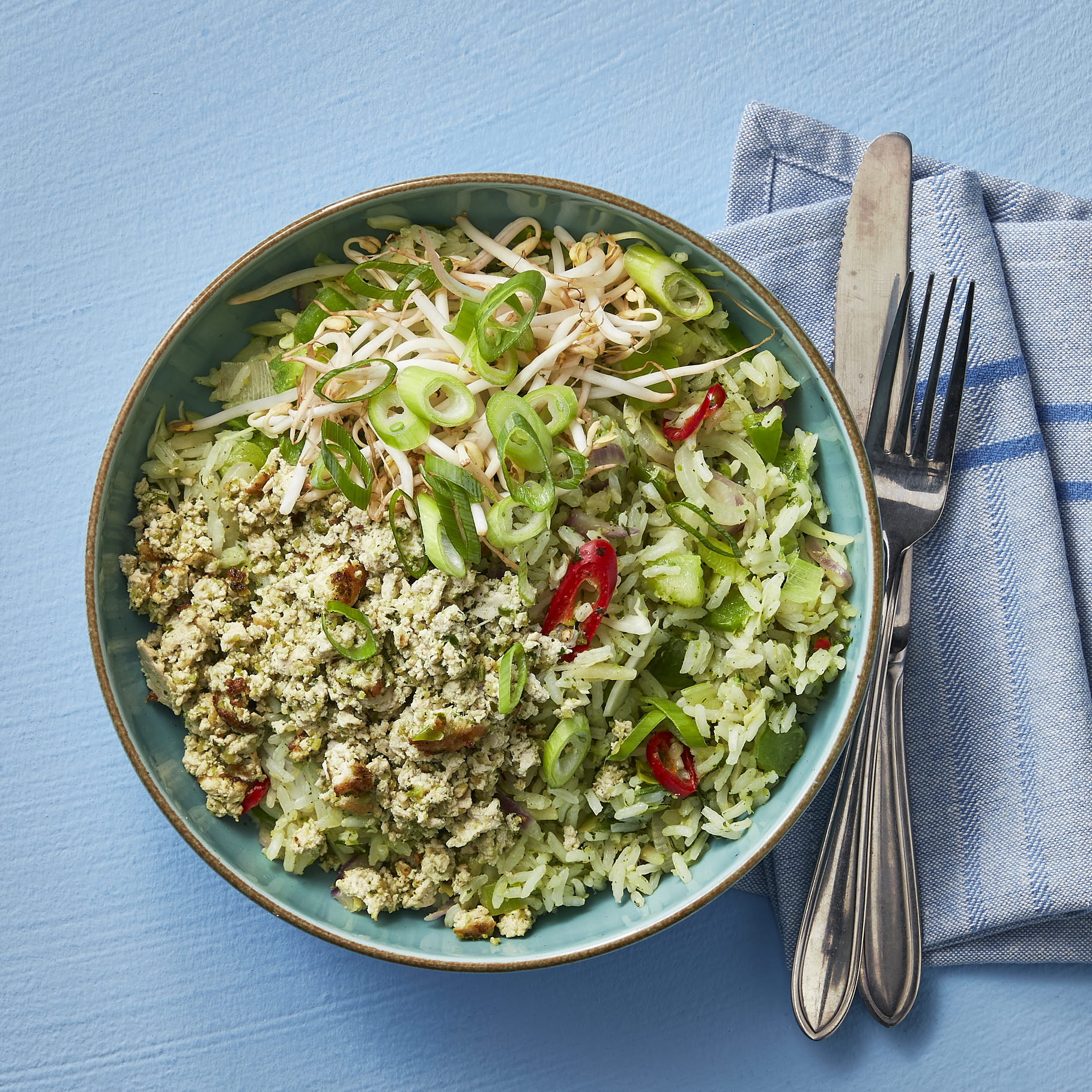 Groene curry roerbak met tofu