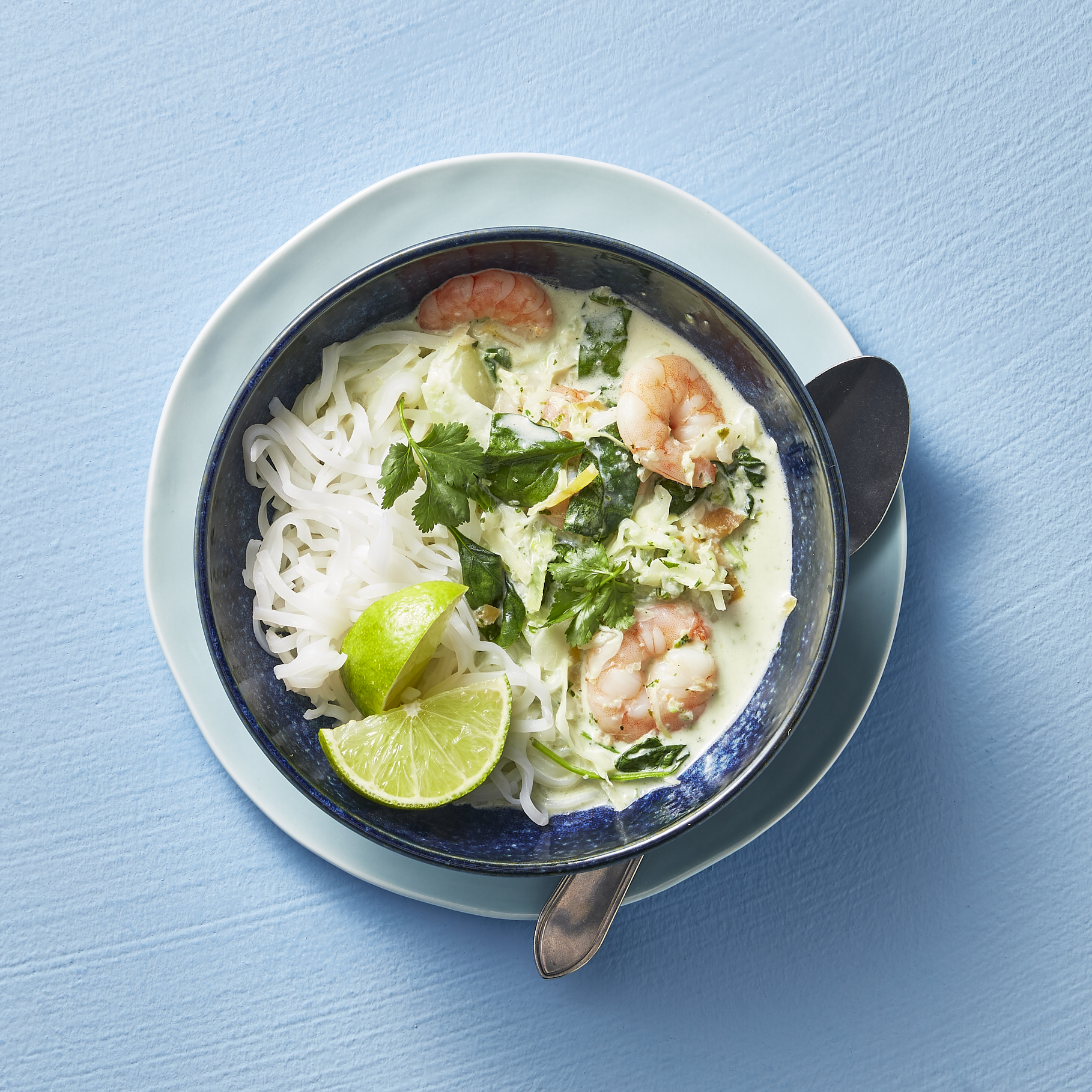 Groene currysoep met garnalen