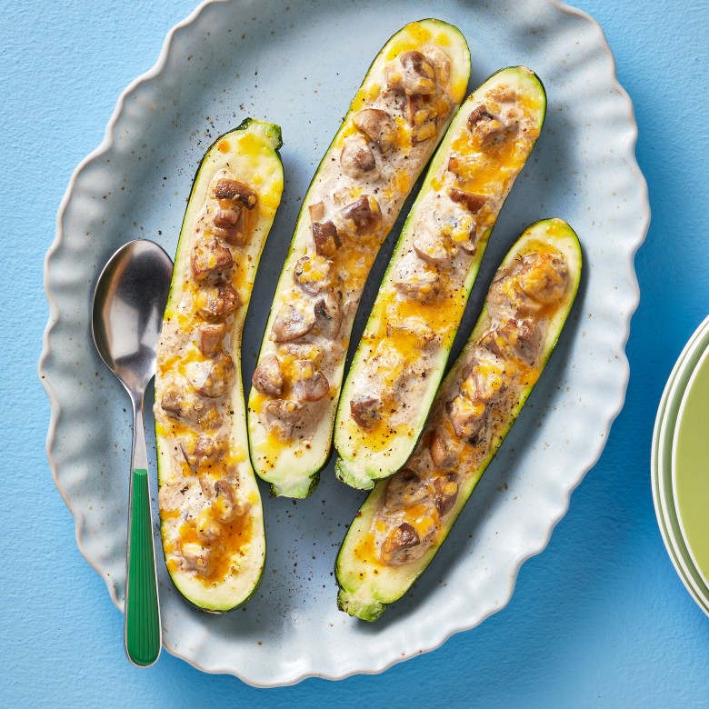 Gevulde courgette met champignonragout uit de airfryer