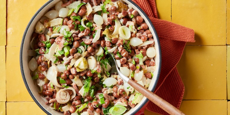 Romige stoof met kapucijners