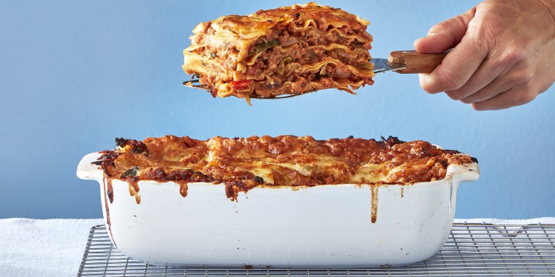 Vegetarische lasagne met plantaardig rulgehakt