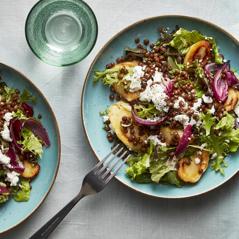 Pastinaaksalade met linzen en feta uit de airfryer