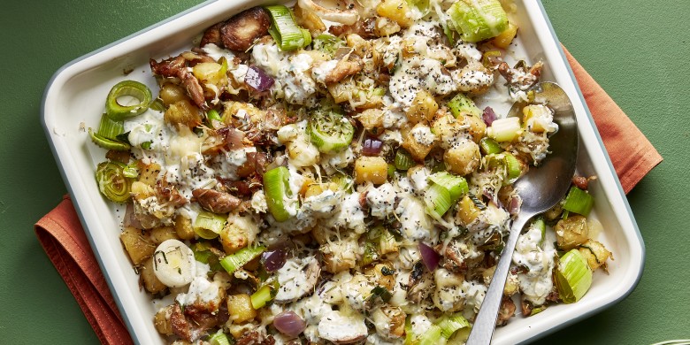 Krieltjes ovenschotel met prei en kip