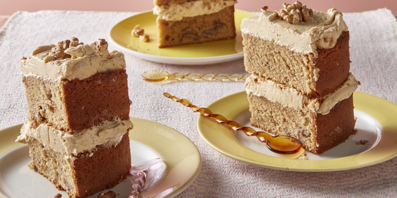 Britse walnotencake met koffiecrème