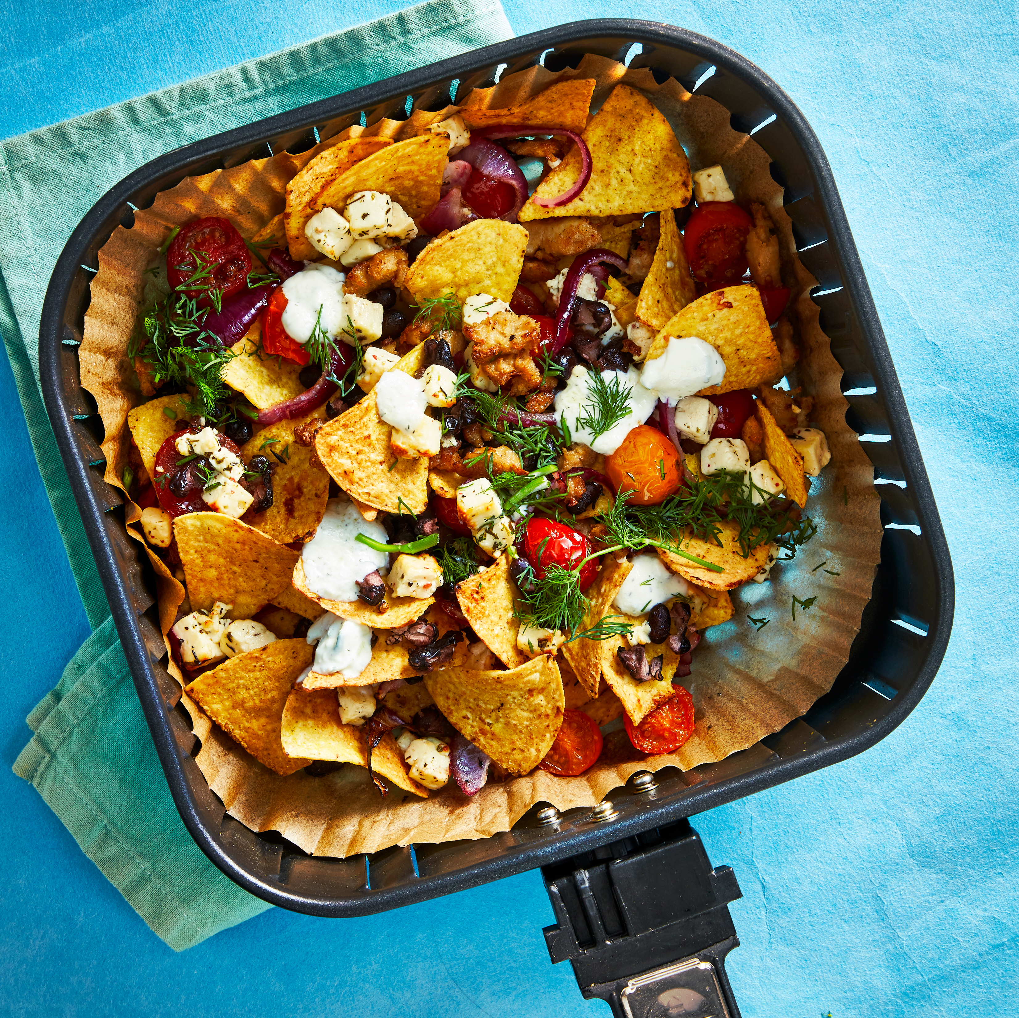 Griekse nacho's uit de airfryer