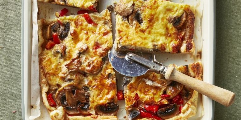 Vegetarische plaattaart met champignons
