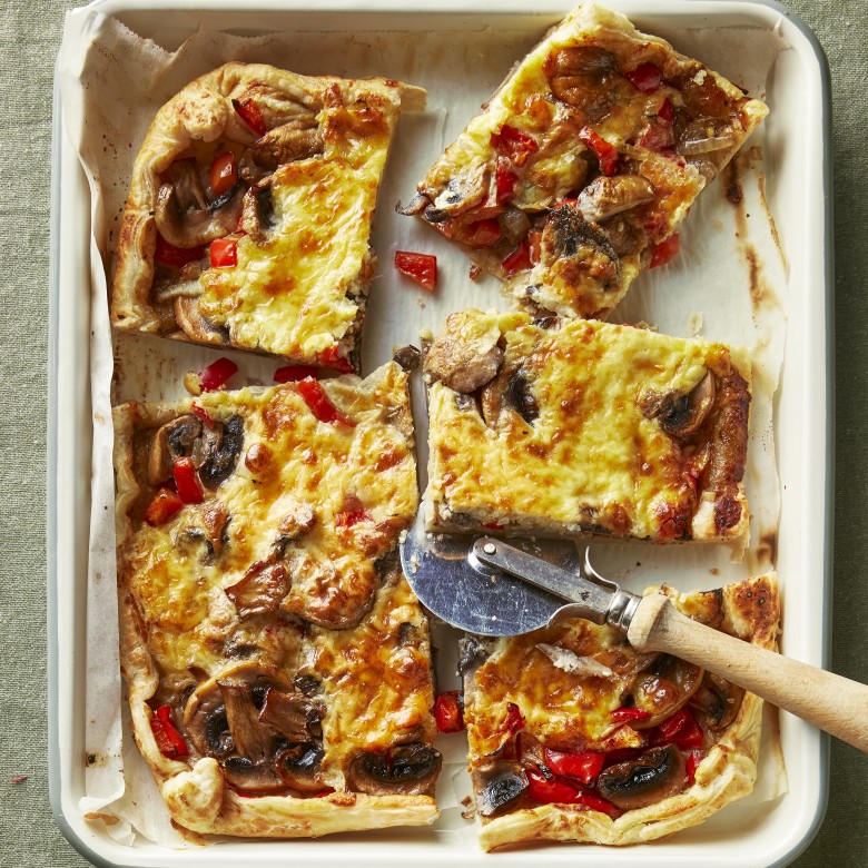 Vegetarische plaattaart met champignons