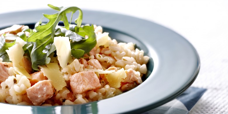 Risotto met witte wijn en zalm