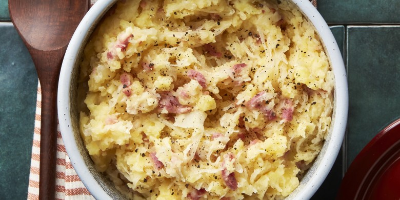 Zuurkoolstamppot met spekjes