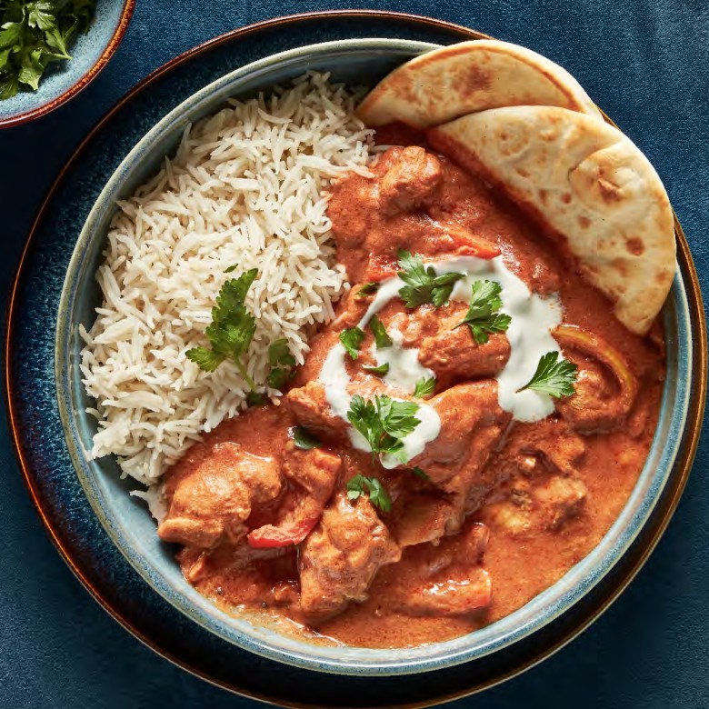 Kipcurry met paprika en flatbread