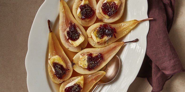 Gevulde peertjes met brie en cranberry