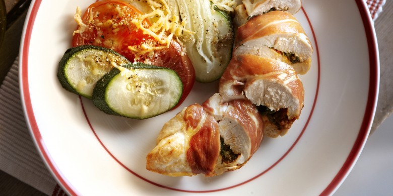 Romeinse kipfilet met groentengratin