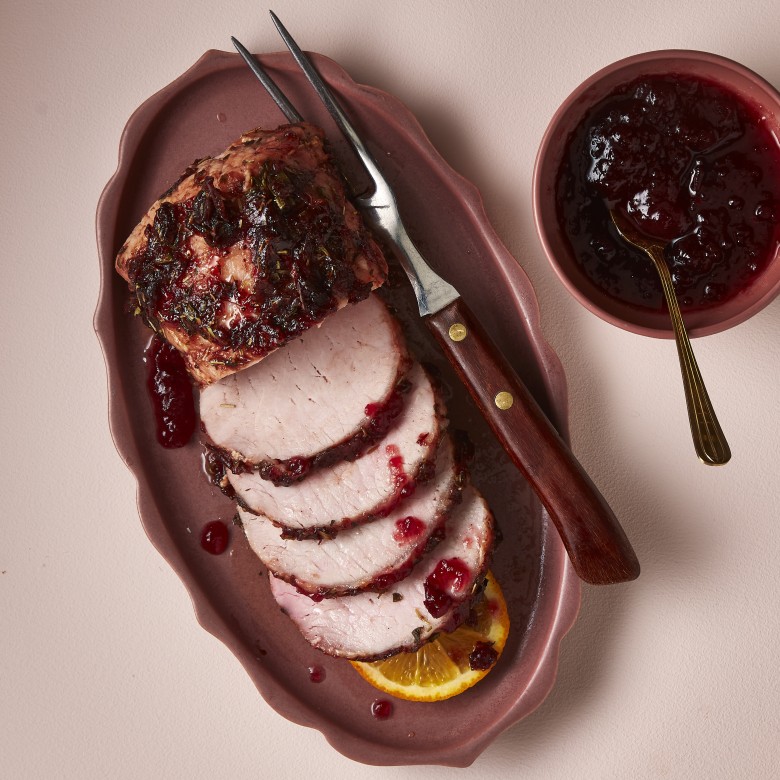 Rollade uit de airfryer met cranberrycompote