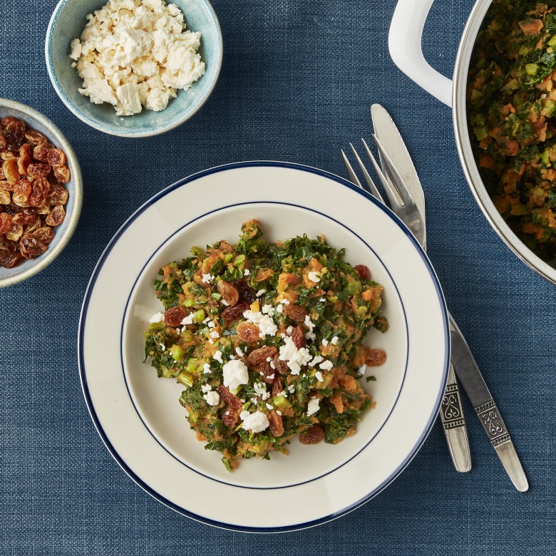 Boerenkoolstamppot met zoete aardappel