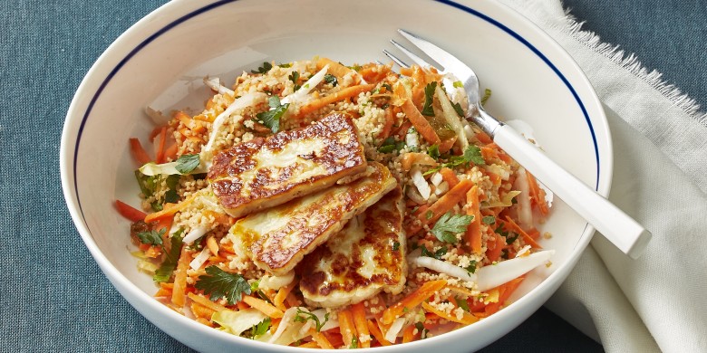 Winterse couscous met halloumi en wortel