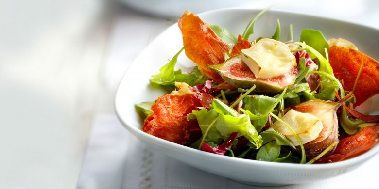 Rucolasalade met gegratineerde vijgen